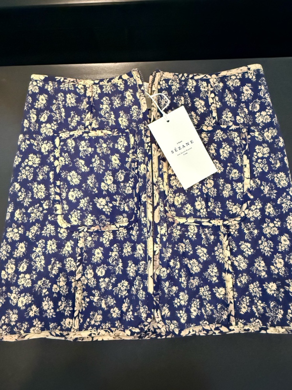 Sezane Jupe Foxy Navy and Cream Floral Skirt